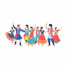 Obraz premium Colorful Group of People in Traditional South Asian Dance Attire.