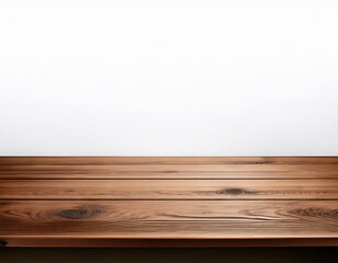 Fototapeta premium dark wooden tabletop and worktop with clean white background perfect for minimalist product mockups