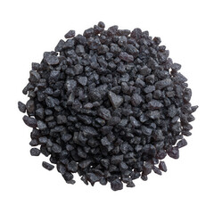 Pile of small dark seeds isolated on transparent background