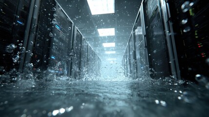 Flood in Datacenter. Crisis of server room hardware failure. For disaster recovery