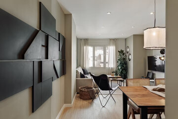 Modern luxury apartment interior in minimal scandinavian style, 3d rendering
