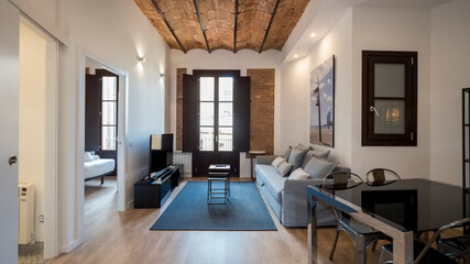 Modern luxury apartment interior in minimal scandinavian style, 3d rendering
