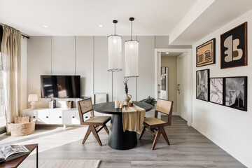 modern luxury dining room interior, 3d render