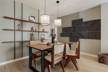 modern luxury dining room interior, 3d render