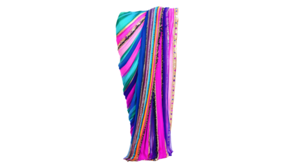 PNG a colorful scarf made from a variety of fabrics on a transparent background