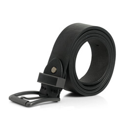 Obraz premium new black leather belt isolated