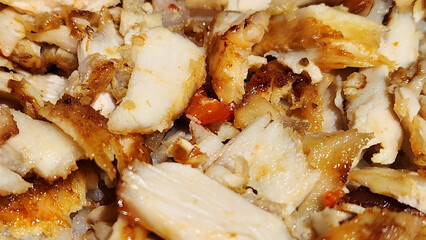 chicken doner pieces cut for serving