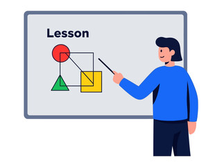 Instructor's Interactive Lesson: A dynamic instructor engages an audience during a vibrant lesson, enhancing the learning experience through visual aids and real-time interactions.