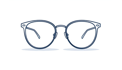 Pixelated Eyeglasses Illustration In Blue Over White Background With Subtle Shadow