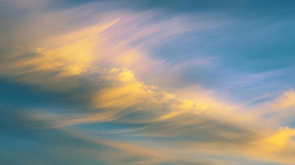 Fototapeta premium Dramatic golden light over clouds at sunset used for backgrounds, wallpaper, art