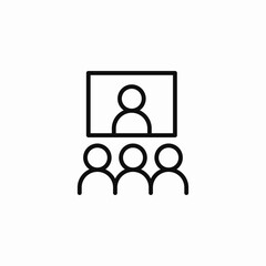 audience watching screen icon sign vector