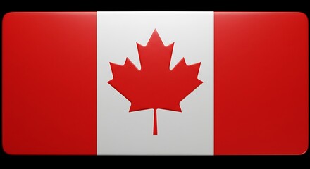 Fototapeta premium Canadian flag with red maple leaf isolated on black background