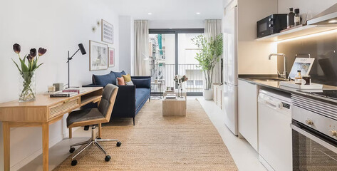 Modern luxury apartment interior in minimal scandinavian style, 3d rendering