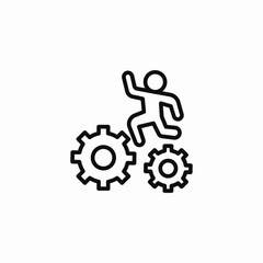 man running on gears icon sign vector