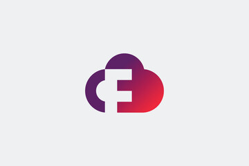 Obraz premium Gradient Cloud Letter CF Logo Design Cloud Computing Brand Purple to Red Creative Symbol Internet Technology Innovation Modern Aesthetic