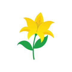 A bright yellow lily flower vector art illustration