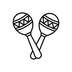 two maracas line art vector illustration