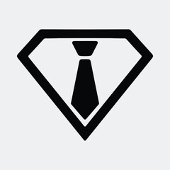 Silhouette superhero identity business tie within diamond shield vector illustration © CreatiMart