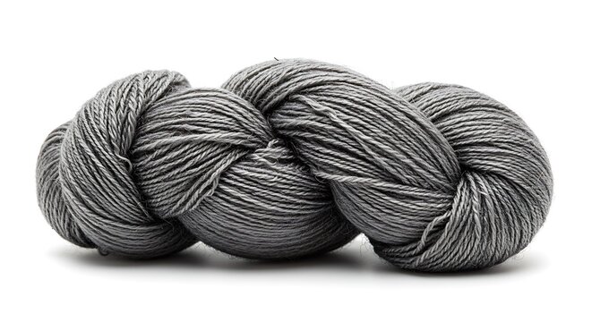 Grey marled yarn skein isolated on white background