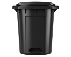 Modern Black Trash Can Icon with Pedal, isolated on a transparent background