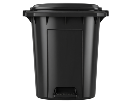Modern Black Trash Can Icon with Pedal, isolated on a transparent background