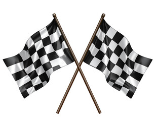Fototapeta premium Dynamic Waving Crossed Checkered Flags Transparent PNG