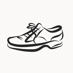 Ink Shoe Boot Illustration. Sketch Contour Drawing Symbol Art. Vintage Brush Pen Silhouette Decoration Icon. Beauty Fashionable Modern Shop Store Card Invitation Element