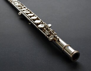 Fototapeta premium Elegant Silver Flute on Dark Background