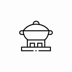 cooking pot on stand icon sign vector