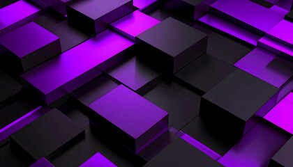 Abstract Geometric Design With Black And Purple Cubes Arranged In A Repeating Pattern On A Dark Background