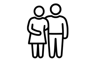 Fototapeta premium Abstract Couple Line Icon Illustrating Partnership and Relationship 