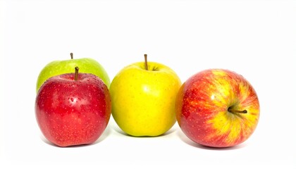 colorful apples, red green and yellow fruit, isolated on white background, clipping