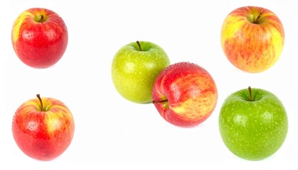 colorful apples, red green and yellow fruit, isolated on white background, clipping