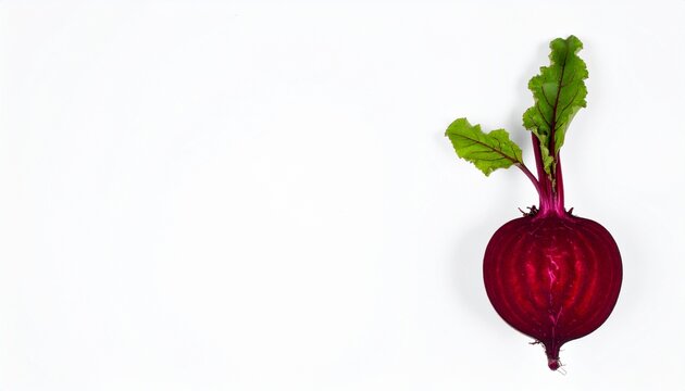 Isolated beetroot. One fresh red beet with leaves and a half isolated on white background