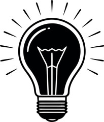 Vector art of black and white illustration of a light bulb isolated on white background