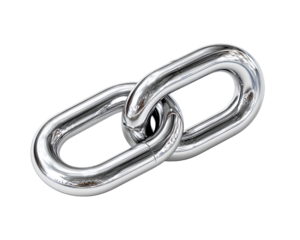 Shiny Silver Chain Link Icon with Metallic Reflections, Isolated on Transparent Background PNG