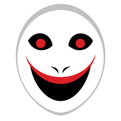 Creepy pale white halloween mask with a sinister smile vector graphic