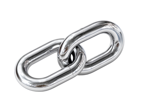 Shiny Silver Chain Link Icon with Metallic Reflections, Isolated on Transparent Background PNG