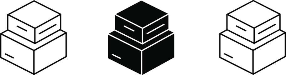 Isometric shipping box icons vector, storage package illustration, parcel delivery symbol, cardboard container set for logistics and ecommerce design