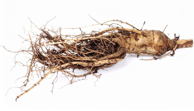 Root of kudzu vine,puerarin Isolated on a white background