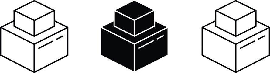 Isometric shipping box icons vector, storage package illustration, parcel delivery symbol, cardboard container set for logistics and ecommerce design