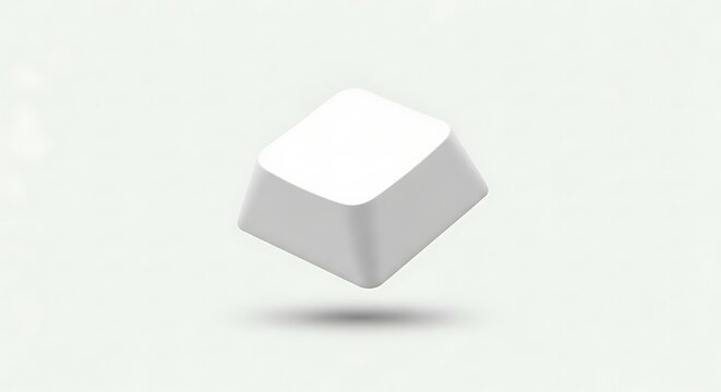 Isolated white keycap floating on white background