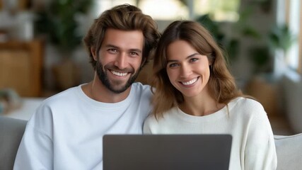 Couple Tracking Expenses with Laptop and Receipts in Bright Room - Powered by Adobe