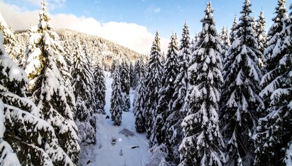 Snowy pine forest