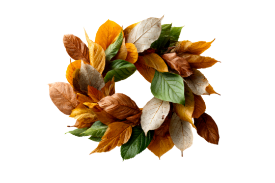 Colorful leaf wreath for autumn decor ideas - Powered by Adobe