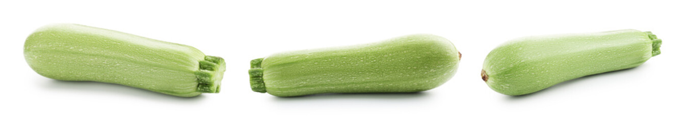 Fresh ripe zucchini isolated on white, set