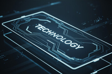 Glowing technology interface illustrating digital transformation and circuitry elements on a dark background