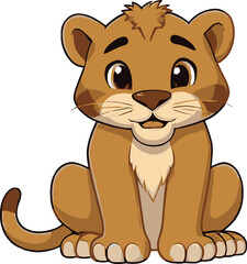 Fototapeta premium Cute cartoon a illustrator vector mountain lion