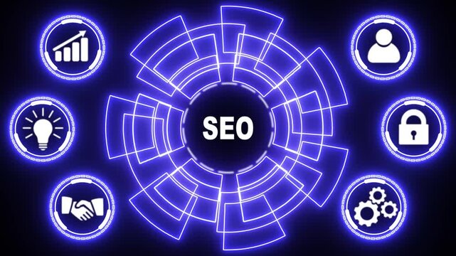 Business, Technology, Internet and network concept. SEO Search engine optimization marketing ranking. glowing animation.