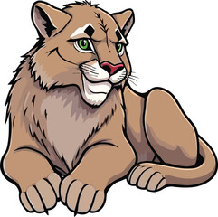 Cute cartoon a illustrator vector mountain lion